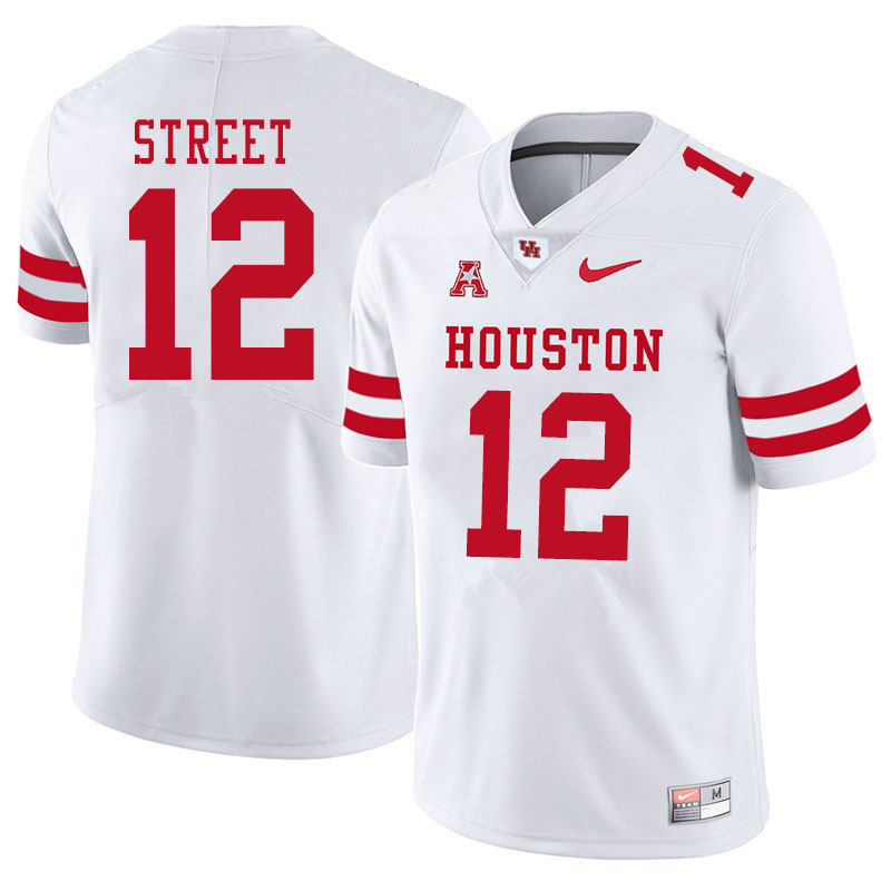 Men #12 Ke'Andre Street Houston Cougars College Football Jerseys Sale-White - Click Image to Close
